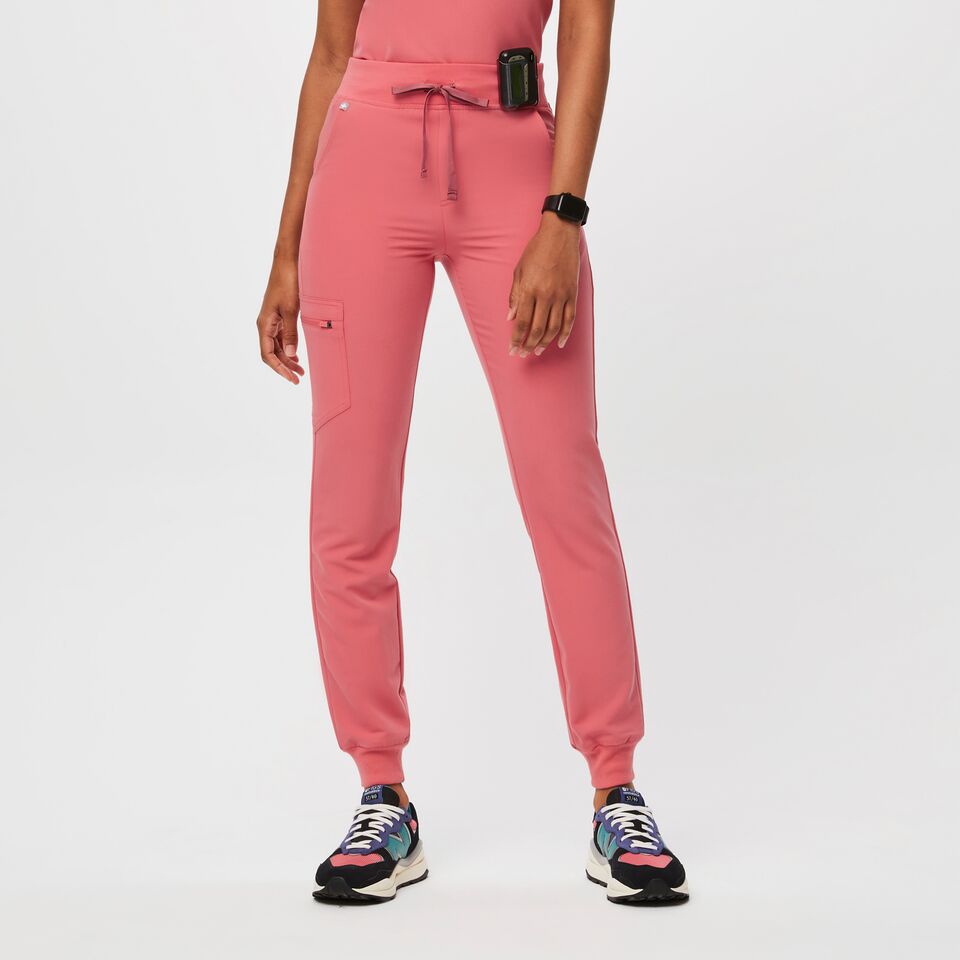 FIGS Zamora Jogger Scrub Pants Desert Rose Pink Women's Size L