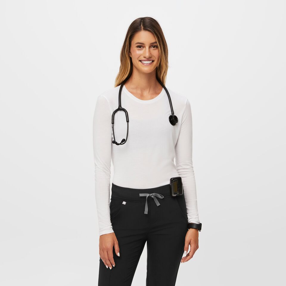 Women's Supersoft Longsleeve Underscrub - White · FIGS