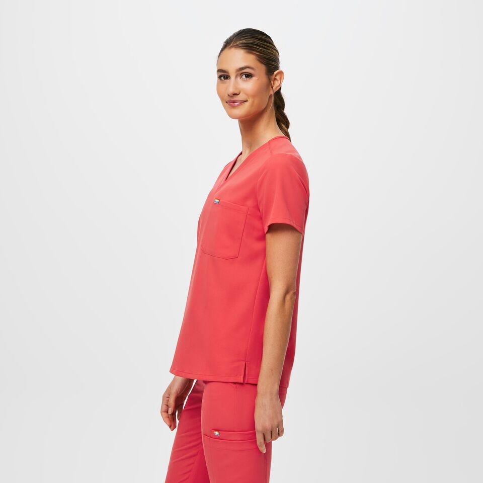 Women's Catarina One-Pocket Scrub Top™ - Mauve/Dark Mauve · FIGS