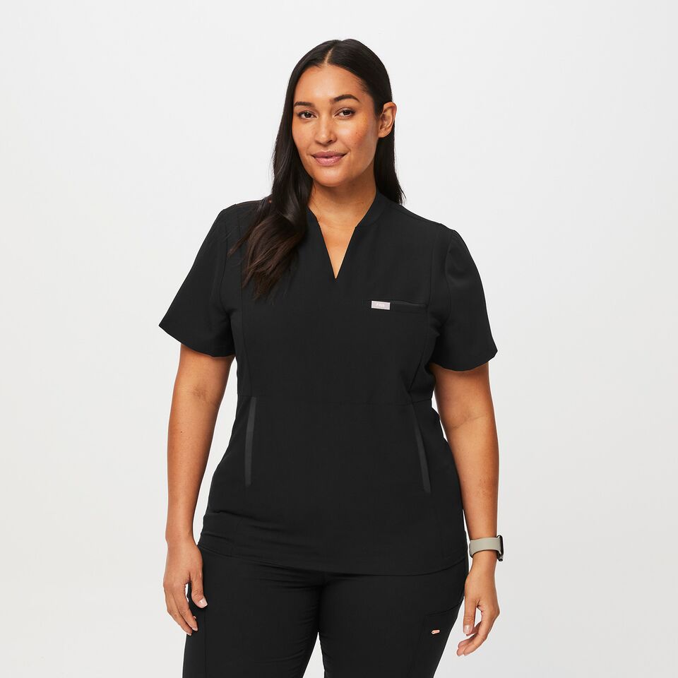 Women s Odesa Slim Scrub Top Black FIGS