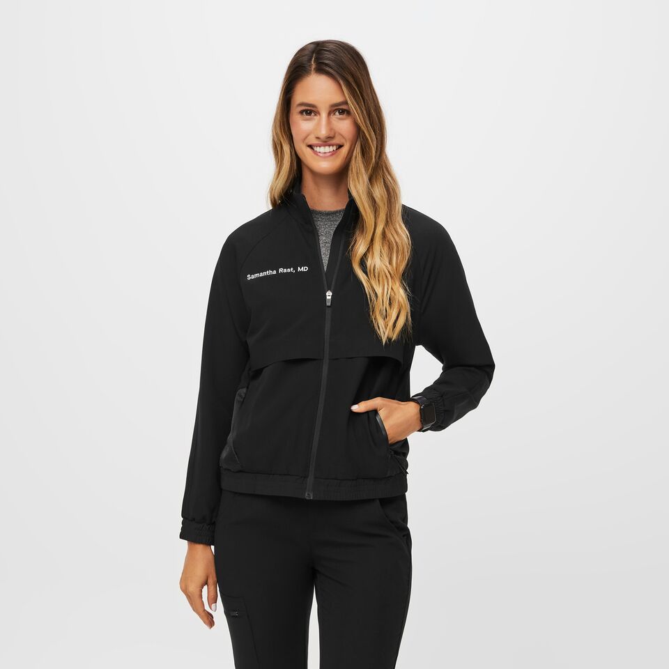 Women s Sydney Scrub Jacket Black FIGS