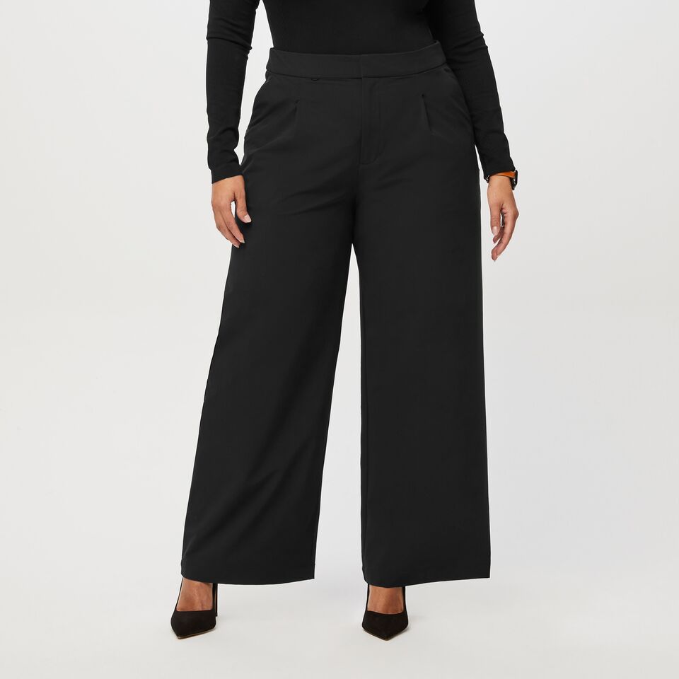 WIDE LEG PANTS WITH DARTS - Black