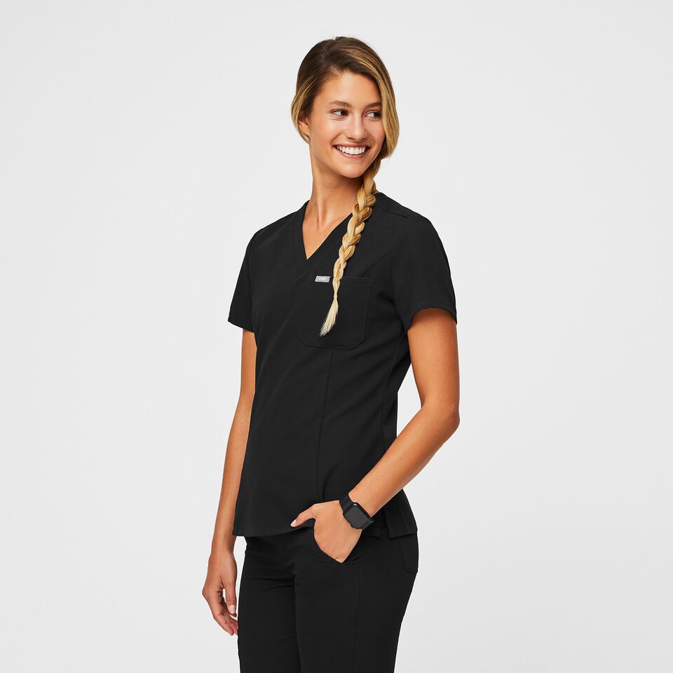 Women's Slim Catarina One-Pocket Scrub Top™ - Black · FIGS