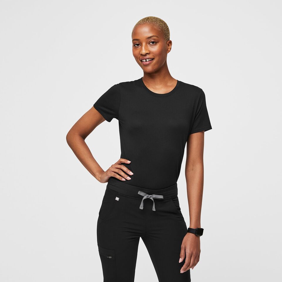 Women's Supersoft Shortsleeve Underscrub - Black · FIGS