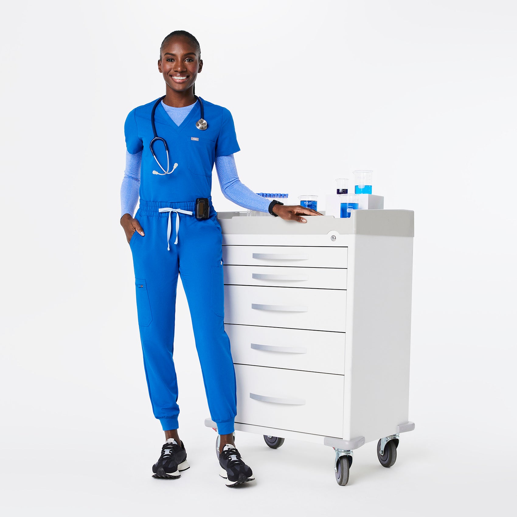 Pantalón deportivo de uniforme médico relajado Uman con cintura alta para  mujer - Azul real · FIGS