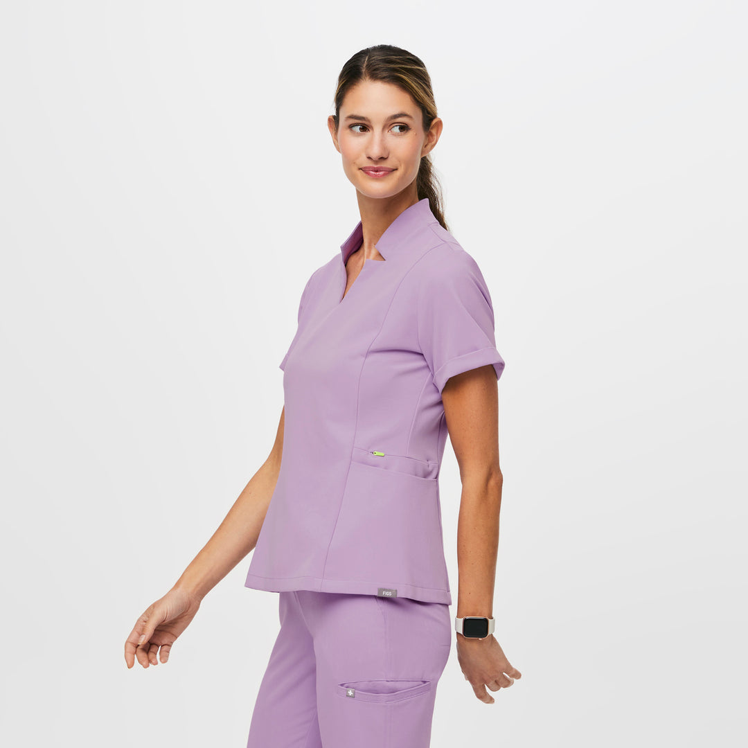 Womens Inala Scrub Top Lavender Dew · Figs