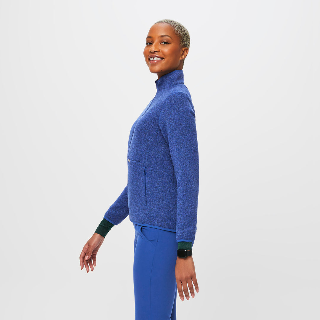 Women’s OnShift™ Sweater Knit Jacket Heather Winning Blue · FIGS